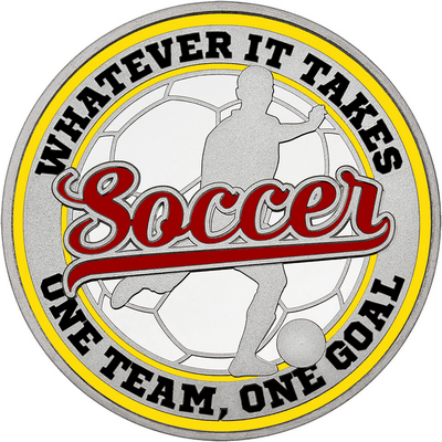 Maroon "Soccer" with Yellow Outer Circular Borders